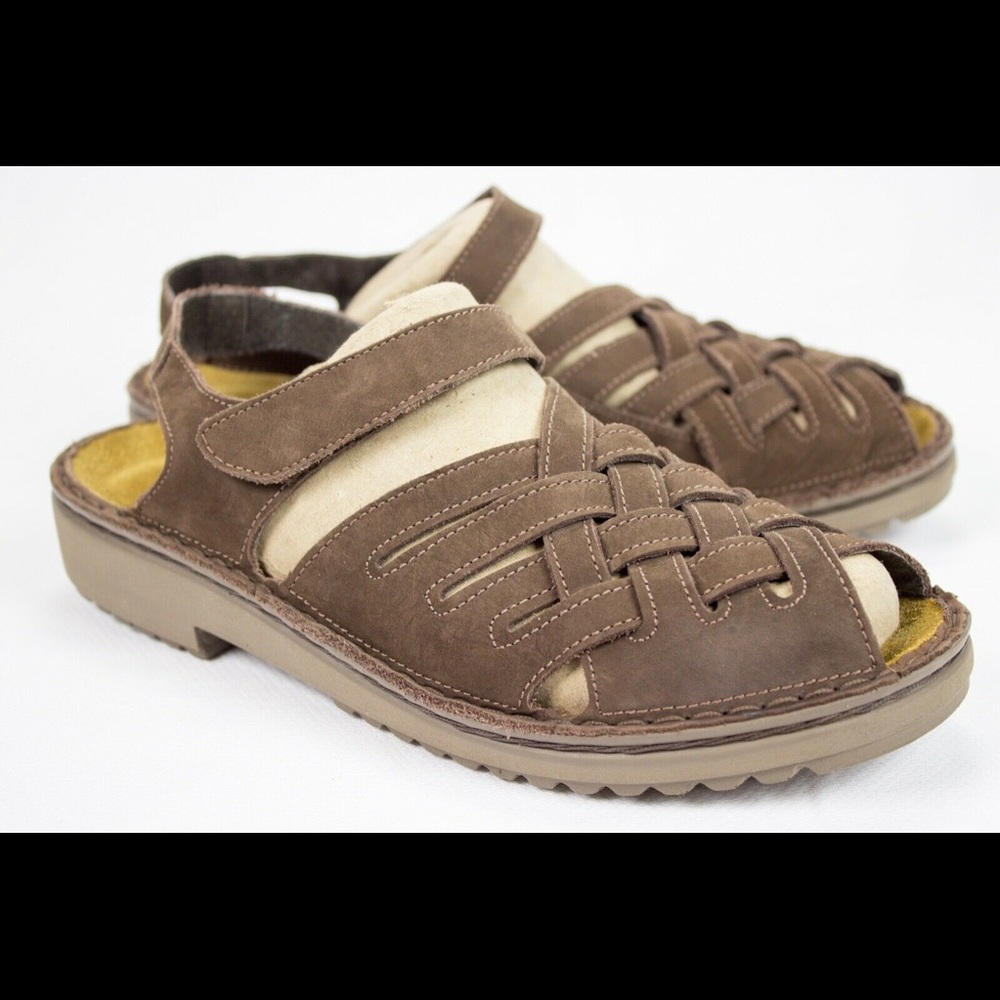 NAOT Cancun Brown Suede Leather Sandal size 39